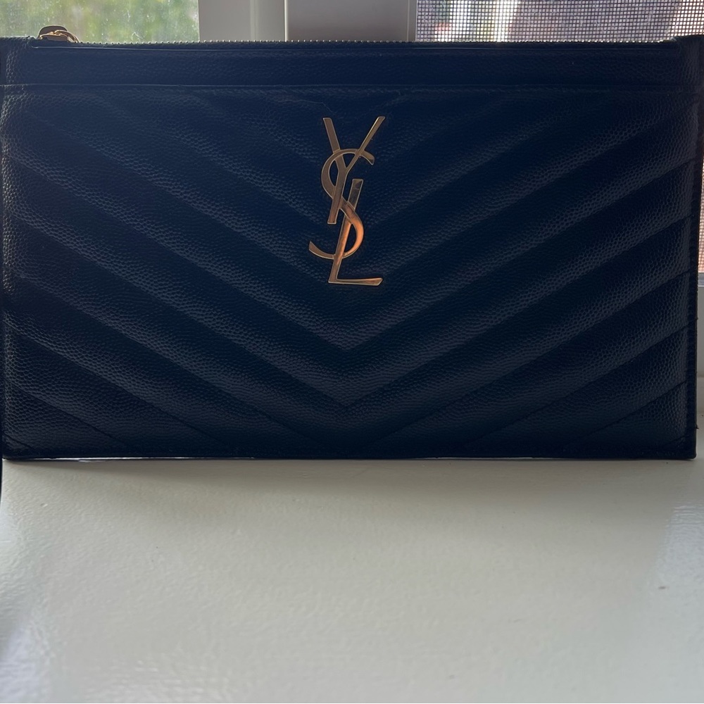 YSL (Saint Laurent) Matelassé Leather Pouch/Clutch (Large): only used once
